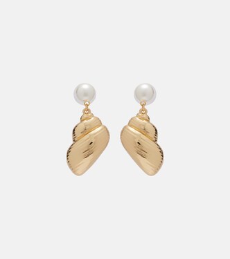 Faux pearl-embellished drop earrings | Self-Portrait