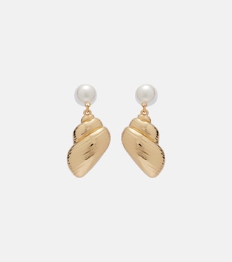 Faux pearl-embellished drop earrings | Self-Portrait