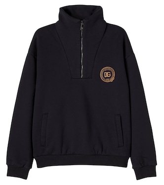 Sudadera de algodón con cremallera y DG | Dolce&Gabbana Kids