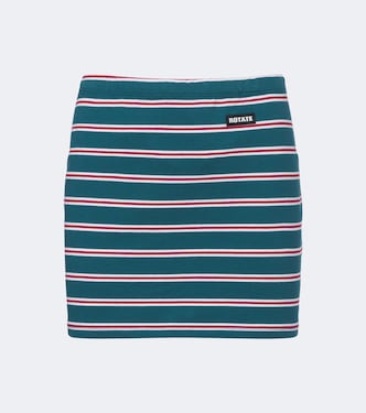 Striped cotton-blend piqué miniskirt | Rotate