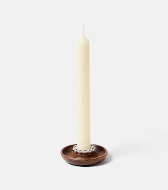 Perles wood and silver-plated metal candle holder | Christofle
