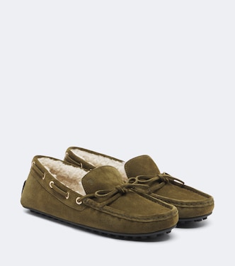 Gommino® shearling-lined suede boat shoes | Tod's