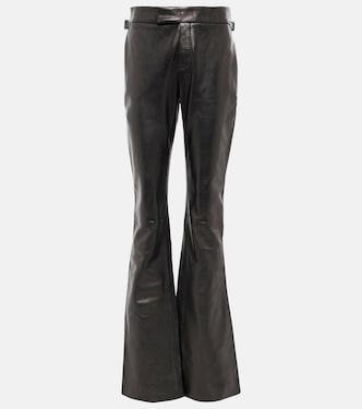 Pantalon flare à taille mi-haute en cuir | Tom Ford