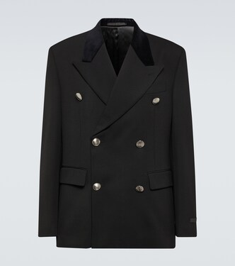 Double-breasted virgin wool suit jacket | Prada