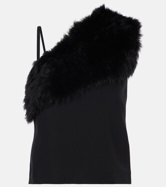 One-shoulder shearling-trimmed top | Toteme