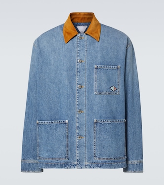 Suede-trimmed padded denim jacket | Bottega Veneta