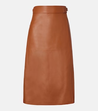 Jacqueline leather midi skirt  | Ralph Lauren Collection