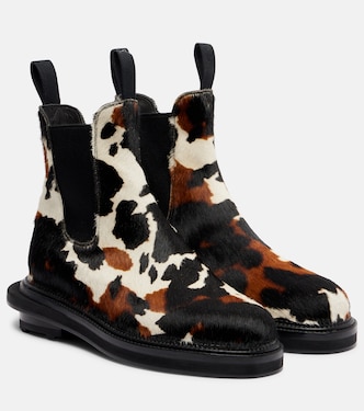 x J.M. Weston calf hair ankle boots | Sacai