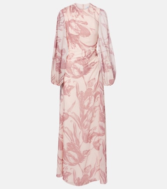 Draped floral silk voile gown | Erdem