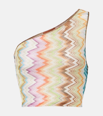 Zigzag one-shoulder crop top | Missoni