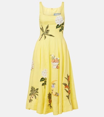 Frontera patch-appliqué linen midi dress | Agua by Agua Bendita