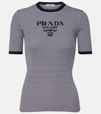 Logo striped silk sweater | Prada