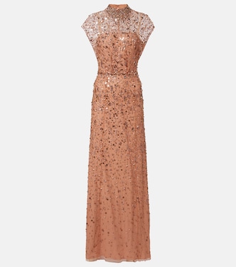 Abito lungo Crystal Drop con cristalli | Jenny Packham