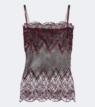 Lace-trimmed chainmail top | Rabanne