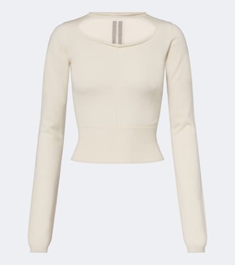 Slashed cut-out cropped virgin wool sweater | Rick Owens