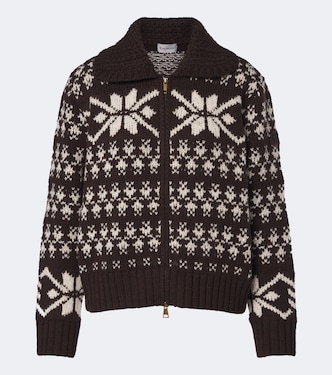 Fair Isle sequined wool-blend zip-up cardigan | Moncler