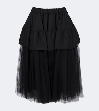 Tiered wool and tulle midi skirt | Noir Kei Ninomiya
