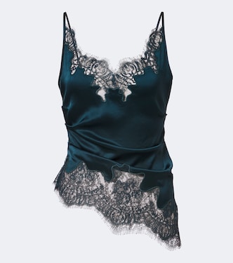 Ruched lace-trimmed satin camisole | Jacques Wei