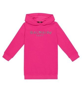 Logo cotton hoodie dress | Balmain Kids