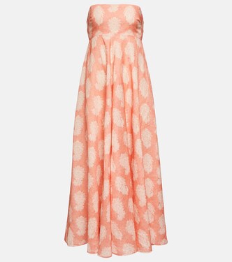 Robe midi imprimée en lin | Zimmermann