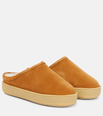 Slippers Fozee aus Veloursleder mit Shearling | Isabel Marant