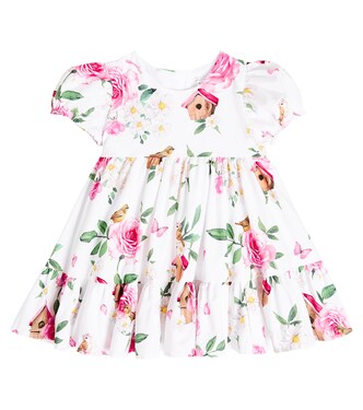 Baby tiered floral cotton dress | Monnalisa