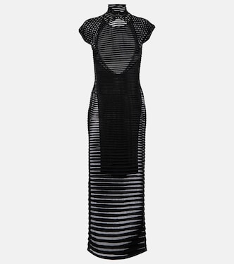 Striped crêpe-paneled gown | Alaïa