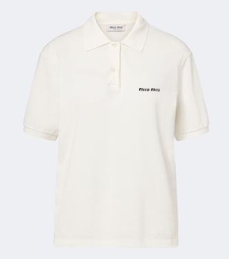 Logo cotton piqué polo shirt | Miu Miu