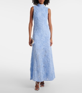 Floral embroidered mesh maxi dress in blue - Rotate | Mytheresa