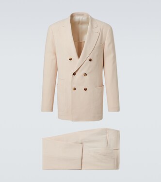 Double-breasted linen suit | Brunello Cucinelli