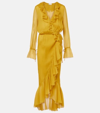 Ruffled silk crepon wrap dress | Saint Laurent