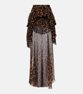 Leopard-print silk crepon maxi skirt | Blumarine