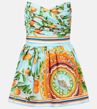 Vestido bustier Taormina de algodón estampado | Dolce&Gabbana