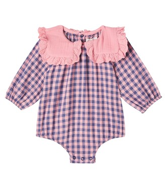 Baby Tavira gingham cotton flannel onesie | Cozmo