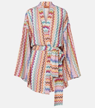 Cárdigan envolvente oversized de lamé con zigzag | Missoni