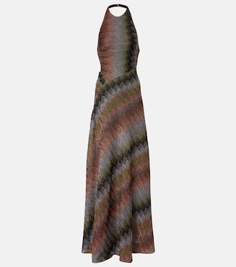 Zigzag halterneck lamé maxi dress | Missoni