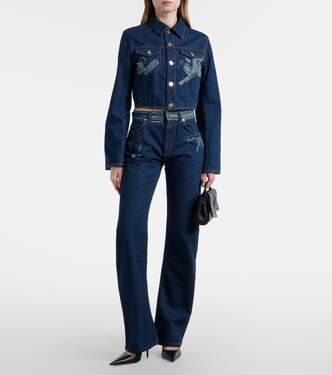 Cropped denim jacket in blue - Jean Paul Gaultier | Mytheresa