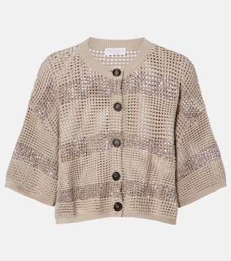 Cardigan en coton à paillettes | Brunello Cucinelli
