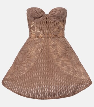 Vestido bustier calado de croché de algodón | Magda Butrym