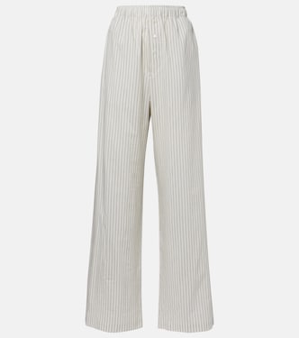 Pantalon large en soie et coton à rayures | Róhe
