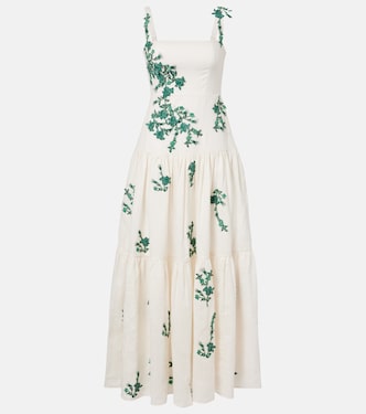 Robe longue Lima en lin à appliqués | Agua by Agua Bendita