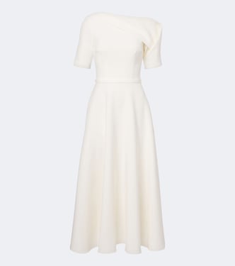 Bridal Melinda belted crêpe midi dress | Safiyaa
