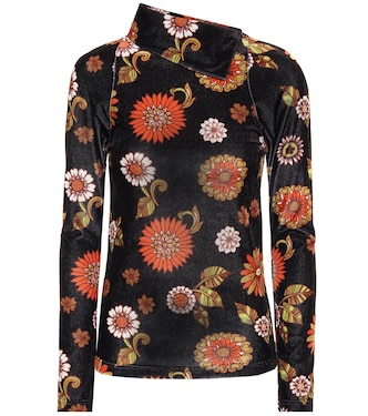 توب بياقة عالية من المخمل بطبعات | Dodo Bar Or