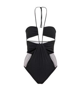 Mesh and jersey halterneck bodysuit | Nensi Dojaka