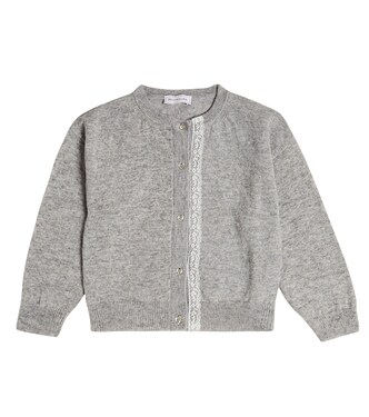 Lace-trimmed wool cardigan | Monnalisa