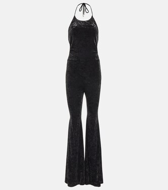 Halterneck flared velvet jumpsuit  | Alexandre Vauthier