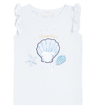 Printed ruffled cotton jersey top | Monnalisa