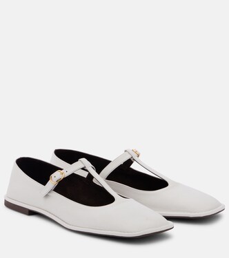 Square T-Strap leather ballet flats | The Row