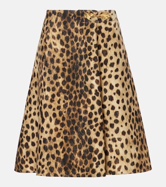 Leopard-print wool midi skirt | Valentino