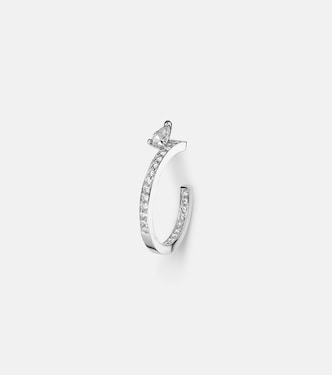 Serti Sur Vide 18kt white gold single hoop earring with diamonds | Repossi